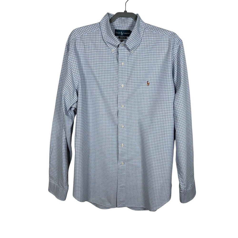 Ralph Lauren Shirt Mens XL Plaid Button Down Classic‎ Fit Long Sleeve Flesh Pony